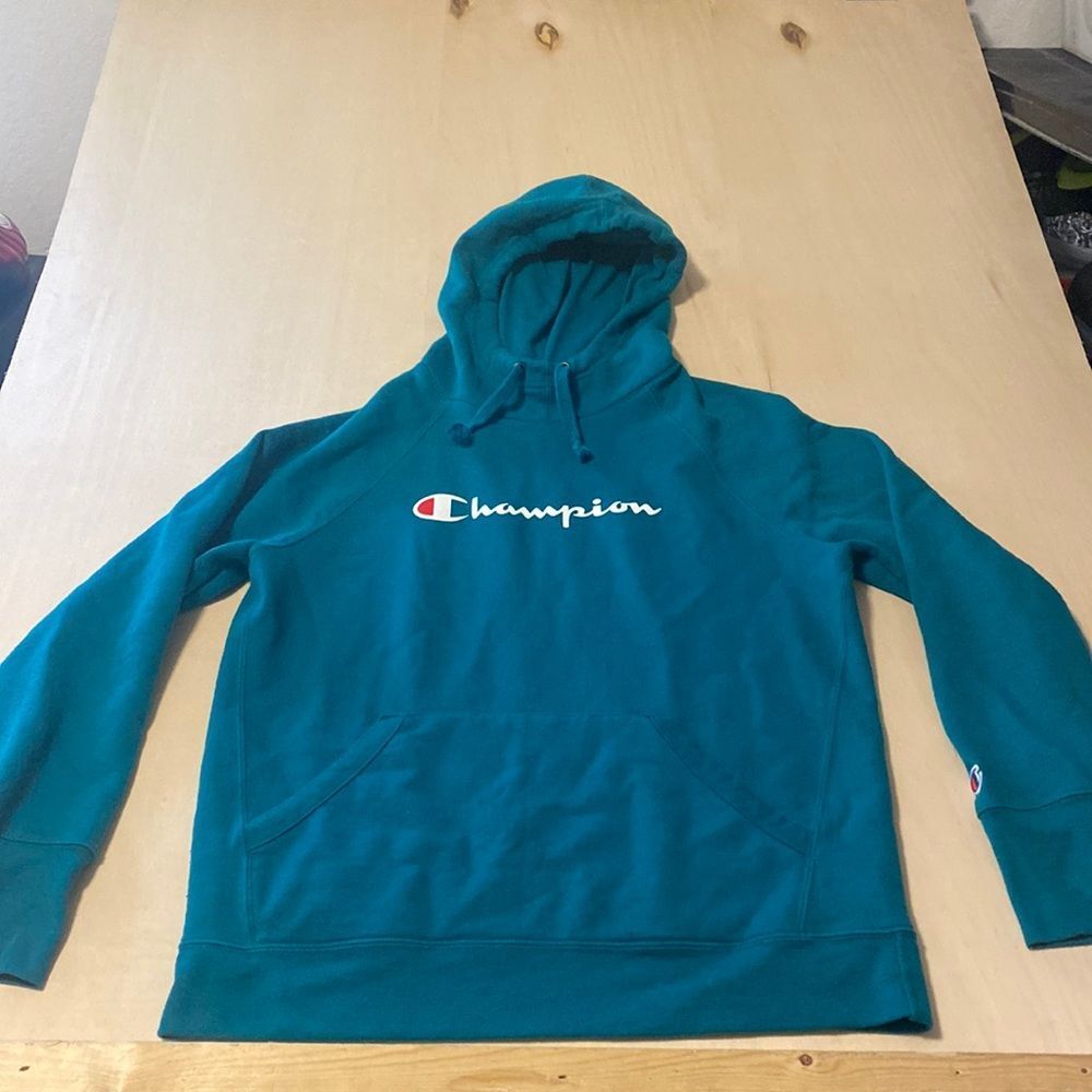 Champion Teal hoodie size M Original Logo